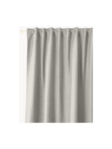 Rideaux opaques avec ruflette multiple Jensen, 2 pièces, 95 % polyester, 5 % nylon, Gris clair, larg. 130 x long. 260 cm