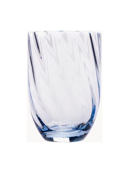 Set de vasos artesanales Swirl, 6 uds., Vidrio, Azul claro, Ø 7 x Al 10 cm, 250 ml
