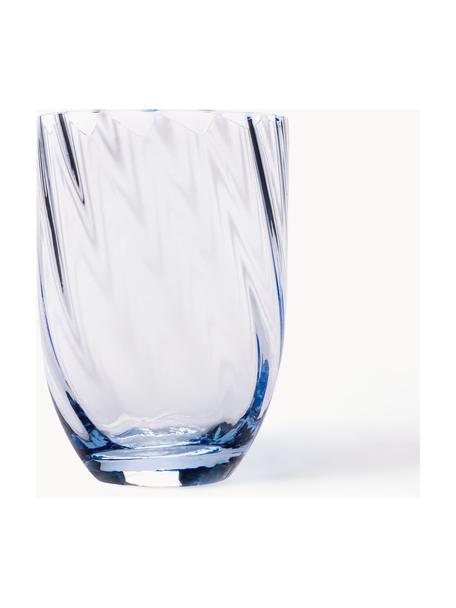 Set de vasos artesanales Swirl, 6 uds., Vidrio, Azul claro, Ø 7 x Al 10 cm, 250 ml