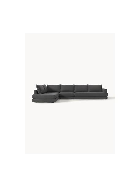 Sofa narożna XL Tribeca, Tapicerka: 100% poliester Dzięki tka, Stelaż: lite drewno sosnowe z cer, Nogi: lite drewno sosnowe z cer, Antracytowa tkanina, S 405 x G 228 cm, lewostronna