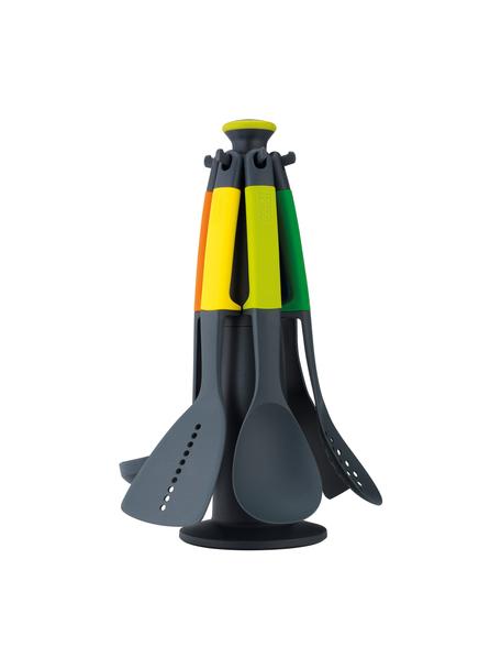 Ustensiles de cuisine avec support Elevate, 7 élém., Trempé nylon, silicone, Multicolore, Lot de différentes tailles