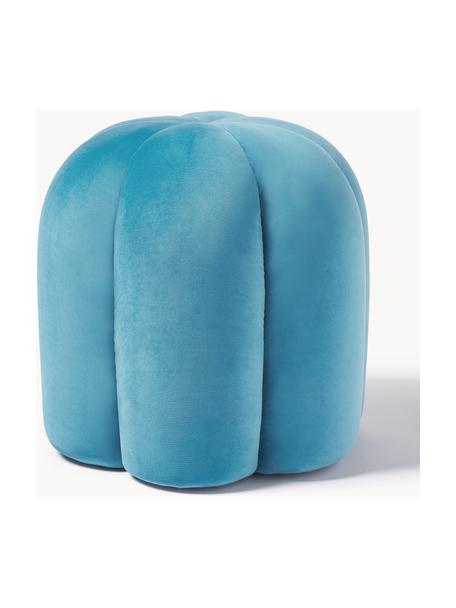 Sgabello in velluto Cali, Rivestimento: velluto di poliestere, Blu, Ø 46 x Alt. 44 cm