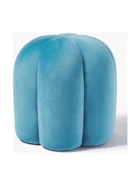 Pouf en velours Cali, Velours bleu, Ø 46 x haut. 44 cm