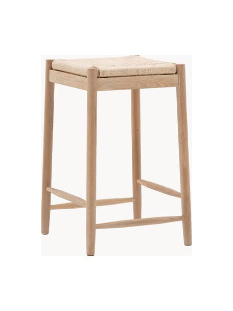 Holz-Hocker Eton mit handgeflochtenem Binsengeflecht, Gestell: Buchenholz, Sitzfläche: Binsengeflecht, Buchenholz, Hellbeige, B 44 x H 65 cm