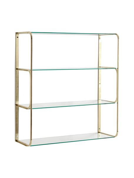 Estante de pared Nora, Estructura: metal recubierto, Estantes: vidrio, Dorado, transparente, An 57 x Al 66 cm