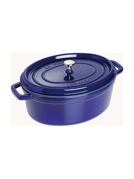 Ovaler Bräter La Cocotte aus Gusseisen, Gusseisen, emailliert, Royalblau, Silberfarben, B 38 x H 17 cm, 5.5 L