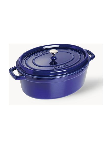 Cocotte ovale en fonte La Cocotte, Fonte, émaillée, Bleu roi, argenté, larg. 38 x haut. 17 cm, 5,5 L