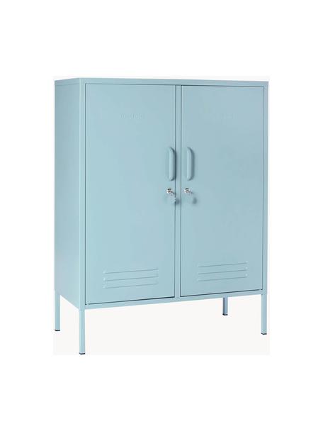 Credenza alta in metallo The Midi, Acciaio verniciato a polvere, Azzurro, Larg. 85 x Alt. 111 cm