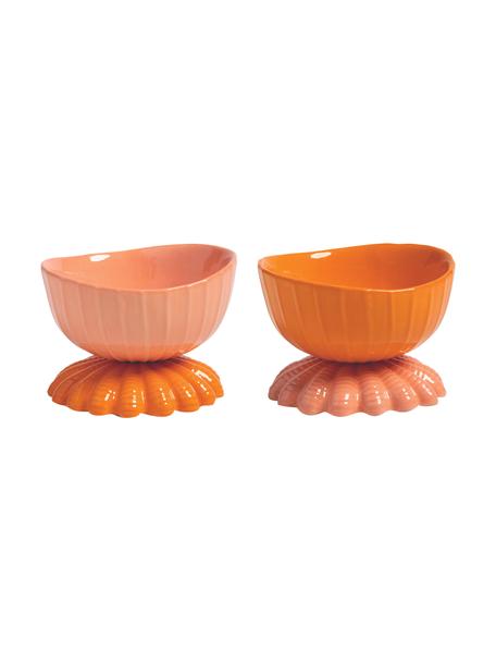 Snackschälchen Clam aus Dolomit, 2er-Set, Dolomit, glasiert, Orange, Apricot, Ø 11 x H 8 cm