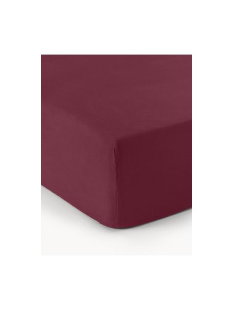 Drap-housse en flanelle Biba, Lie de vin, larg. 200 x long. 200 cm, haut. 25 cm
