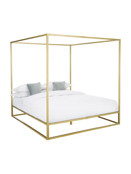Kovová postel s nebesy Belle, Kov potažený mosazí, Matná zlatá, Š 160 cm, D 200 cm