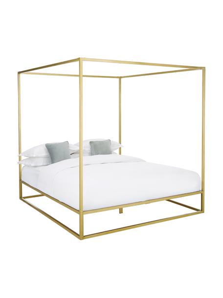Kovová posteľ s baldachýnom Belle, Kov pokrytý mosadzou, Odtiene zlatej, 160 x 200 cm