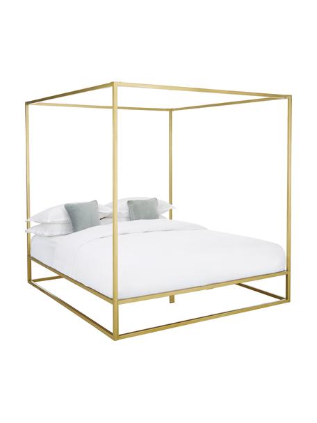 Łóżko z metalu z baldachimem Belle, Metal mosiądzowany, Odcienie złotego, S 160 x D 200 cm