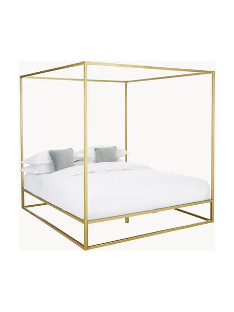 Cama de metal con dosel Belle, Metal, latón, Dorado, An 240 x L 260 cm (para camas de 200 x 200 cm)