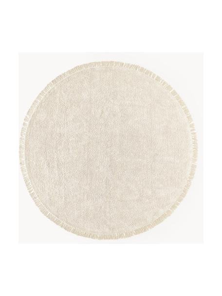 Kulatý ručně všívaný bavlněný koberec s třásněmi Daya, Krémově bílá, Ø 250 cm (velikost XL)