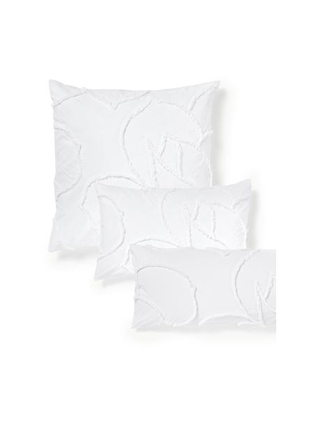 Funda de almohada de percal de algodón con decoración de penachos Madeline, Blanco, An 50 x Al 70 cm