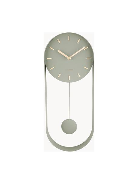 Reloj de pared Charm, Metal recubierto, Verde salvia, An 20 x Al 50 cm