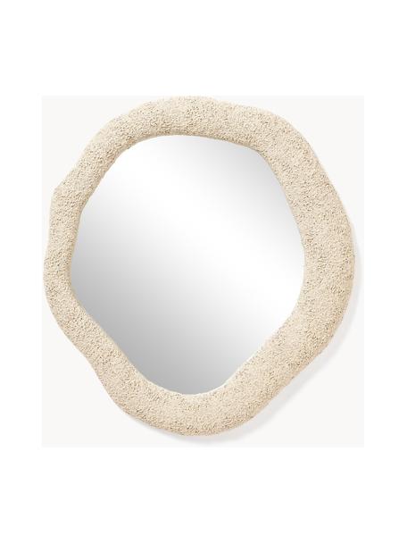 Specchio da parete Toprak, Cornice: poliresina, Superficie dello specchio: lastra di vetro, Retro: pannello di fibra a media, Beige chiaro, Larg. 92 x Alt. 102 cm