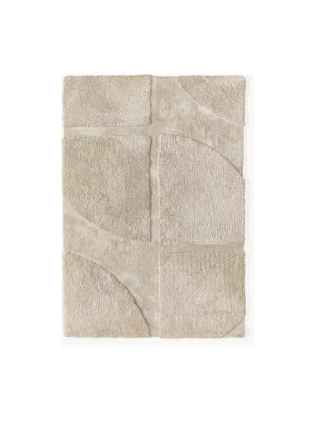Flauschiger Hochflor-Teppich Jade mit erhabener Hoch-Tief-Struktur, Flor: 100 % Polyester, GRS-zert, Beige, B 160 x L 230 cm (Grösse M)