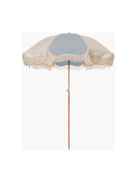 Parasol à franges Retro, inclinable, Bleu ciel, blanc cassé, Ø 180 x haut. 230 cm