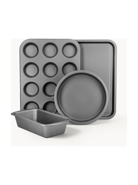 Set de moldes horno antiadherentes KitchenCraft, 4 uds., Acero con revestimiento antiadherente, Negro, Set de diferentes tamaños