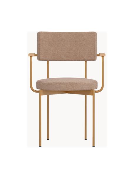 Chaise avec accoudoirs avec structure métallique Sedia, Tissu brun clair brun clair, larg. 56 x prof. 54 cm