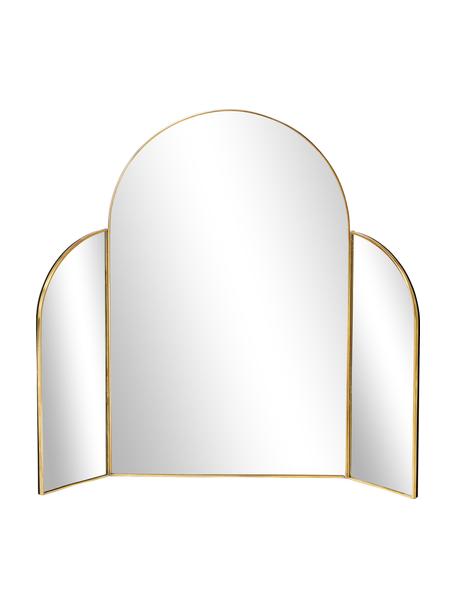 Drievak spiegel Maple met goudkleurig metalen frame, Frame: metaal, gecoat, Goudkleurig, B 47 x H 37 cm