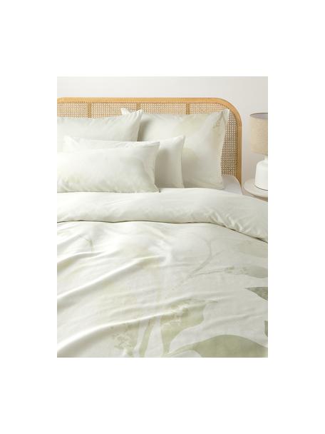 Baumwollsatin-Bettdeckenbezug Marino mit floralem Print, Webart: Satin Fadendichte 210 TC,, Beige, Grüntöne, B 135 x L 200 cm