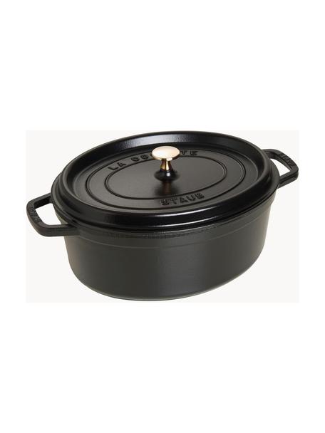 Ovaler Bräter La Cocotte aus Gusseisen, Gusseisen, emailliert, Schwarz, Goldfarben, B 38 cm, 5.5 L