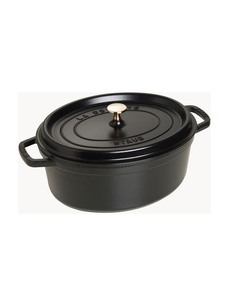 Cocotte ovale en fonte La Cocotte, Fonte, émaillée, Noir, doré, larg. 38 x haut. 17 cm, 5,5 L