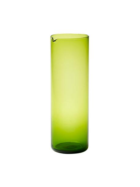 Mondgeblazen glazen karaf Bloom in groen, 1 L, Mondgeblazen glas, Groen, Ø 8 x H 24 cm