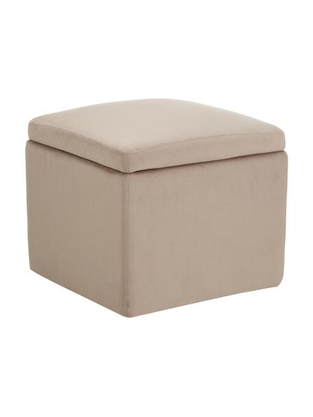 Pouf avec rangement velours taupe Winou, Velours beige, larg. 50 x haut. 48 cm