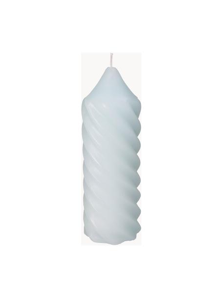 Grand pilier Spiral, Cire, Bleu clair, Ø 7 x haut. 20 cm