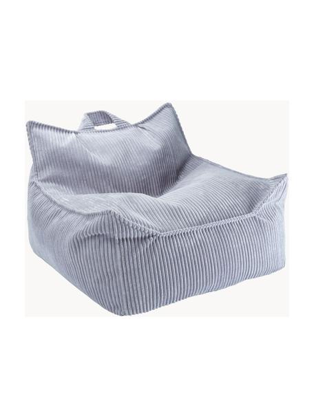 Fauteuil poire pour enfants en velours côtelé Sugar, Velours côtelé gris-bleu, larg. 70 x prof. 80 cm