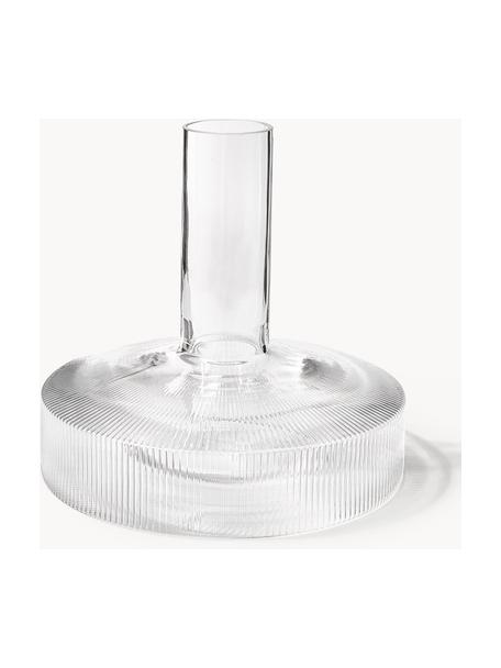 Decanter in vetro soffiato millerighe Ripple, 1,1 L, Vetro soffiato, Trasparente lucido, 1,1 L