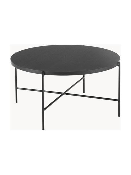 Mesa de centro redonda Mica, Tablero: fibras de densidad media , Estructura: metal con pintura en polv, Negro, Ø 82 cm
