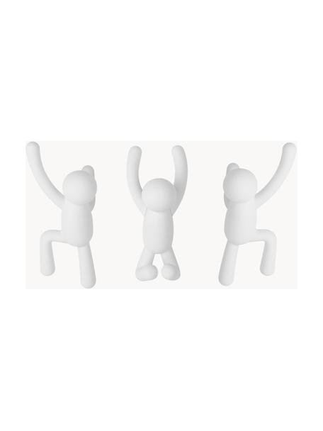 Set 3 ganci appendiabiti da parete Buddy, Plastica (ABS), Bianco, Set in varie misure