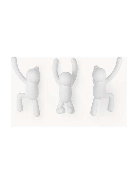 Design wandhakenset Buddy, set van 3, Kunststof (ABS), Wit, Set met verschillende formaten