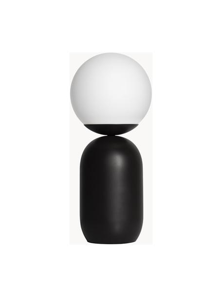Kleine Tischlampe Notti, Lampenfuß: Metall, beschichtet, Lampenschirm: Glas, mudgeblasen, Weiß, Schwarz, Ø 15 x H 35 cm