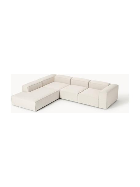 Sofa modułowa XL z mieszanki lnu Lennon, Tapicerka: 50% wiskoza, 25% len, 15%, Nogi: tworzywo sztuczne Ten pro, Beżowa mieszanka lnu, S 329 x G 269 cm, lewostronna