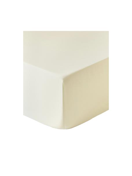 Lenzuolo con angoli boxspring in raso di cotone Premium, Beige chiaro, Larg. 90 x Lung. 200 cm, Alt. 35 cm