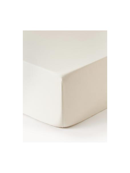 Lenzuolo con angoli boxspring in raso di cotone Premium, Bianco latte, Larg. 90 x Lung. 200 cm, Alt. 35 cm