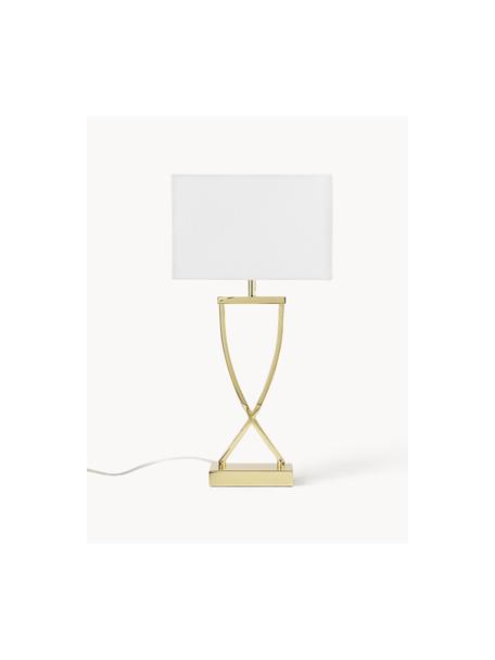 Grosse Tischlampe Vanessa, Lampenschirm: Textil, Goldfarben, Weiss, B 27 x H 52 cm