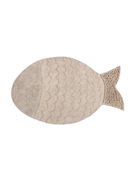 Tappeto a forma di pesce lavabile Big Fish, Vello: 97% cotone, 3% cotone ric, Retro: cotone riciclato, Beige, Larg. 110 x Lung. 180 cm