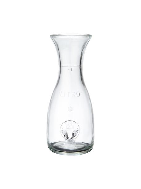 Glaskaraffe Vino mit Liter- und Weintraubenprägung, 1 L, Glas, Transparent, H 26 cm