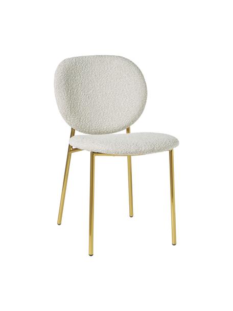 Sillas tapizada en tejido bouclé Ulrica, 2 uds., Tapizado: tejido bouclé (100% polié, Patas: metal recubierto, Bouclé blanco, dorado, An 47 x F 61 cm