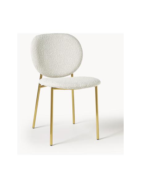 Krzesło tapicerowane bouclé Ulrica, 2 szt., Tapicerka: bouclé (100% poliester) D, Nogi: metal powlekany, Bouclé w odcieniu złamanej bieli, odcienie złotego, S 47 x G 61 cm