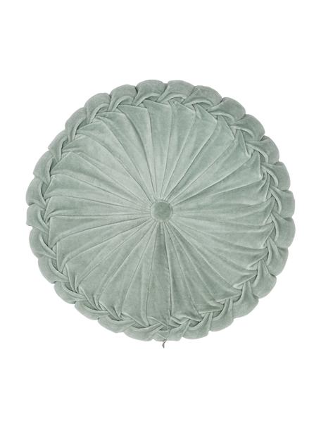 Cojín redondo de terciopelo Kanan, con relleno, Funda: terciopelo 100% algodón, Verde salvia, Ø 40 cm