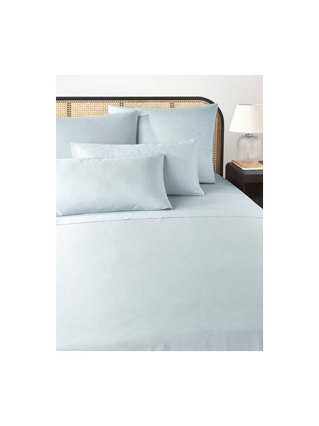 Drap plat en satin de coton Comfort, Bleu ciel, larg. 180 x long. 280 cm