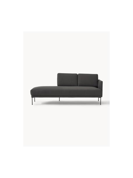 Chaise longue Fluente, Bekleding: 100% polyester. Met 40.00, Frame: massief grenenhout, Poten: gepoedercoat metaal Dit p, Geweven stof antraciet, B 202 x D 85 cm, rugleuning rechts